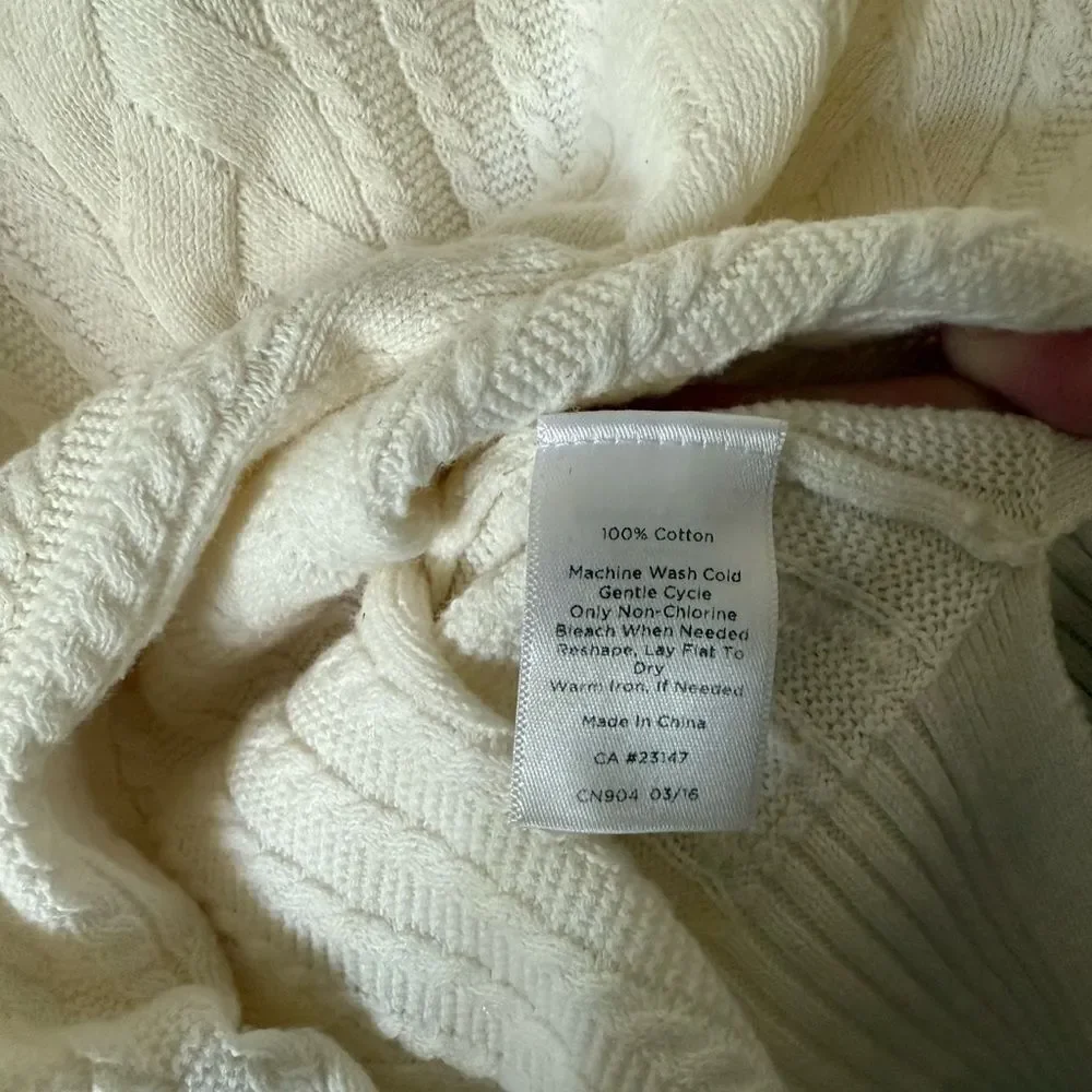 Talbots Cream Cable Knit Sweater Size Large
